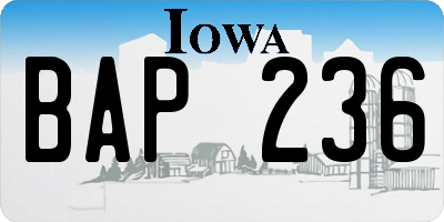 IA license plate BAP236
