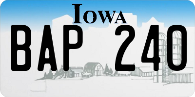 IA license plate BAP240