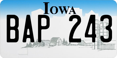 IA license plate BAP243
