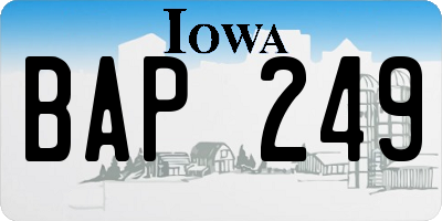 IA license plate BAP249