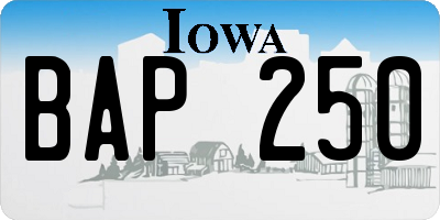 IA license plate BAP250