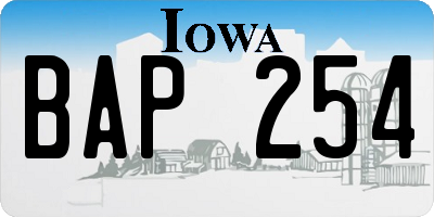 IA license plate BAP254