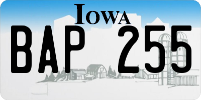 IA license plate BAP255