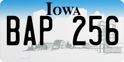 IA license plate BAP256