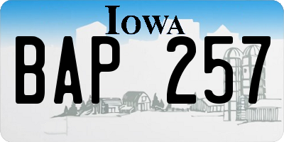 IA license plate BAP257