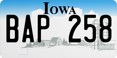 IA license plate BAP258