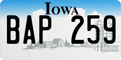 IA license plate BAP259