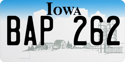 IA license plate BAP262