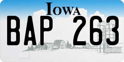 IA license plate BAP263