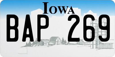 IA license plate BAP269