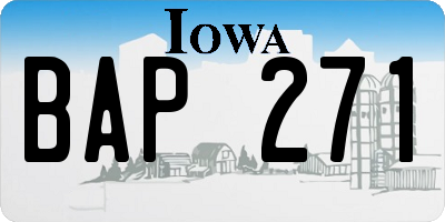 IA license plate BAP271