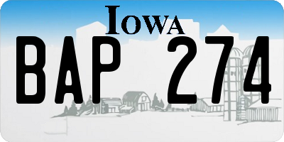 IA license plate BAP274