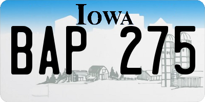 IA license plate BAP275
