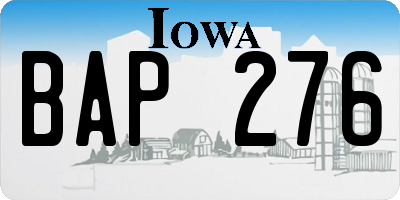 IA license plate BAP276