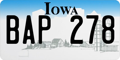 IA license plate BAP278