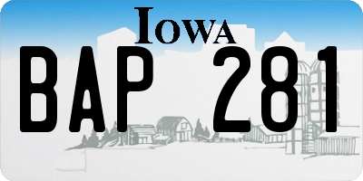 IA license plate BAP281