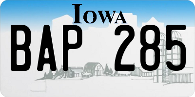 IA license plate BAP285