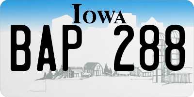 IA license plate BAP288