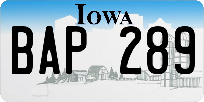 IA license plate BAP289
