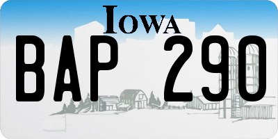 IA license plate BAP290