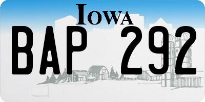 IA license plate BAP292