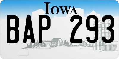 IA license plate BAP293