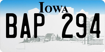IA license plate BAP294