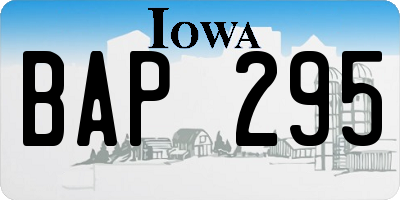 IA license plate BAP295