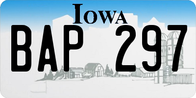IA license plate BAP297