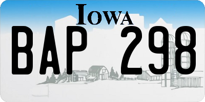 IA license plate BAP298