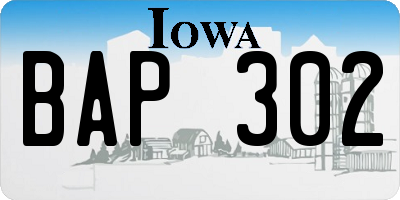 IA license plate BAP302