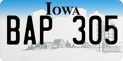 IA license plate BAP305