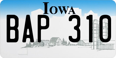 IA license plate BAP310