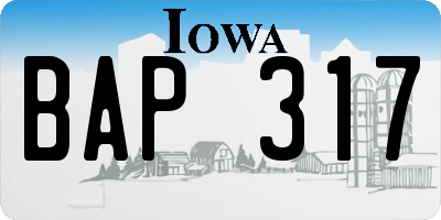 IA license plate BAP317
