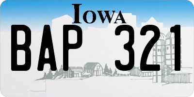 IA license plate BAP321