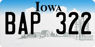 IA license plate BAP322