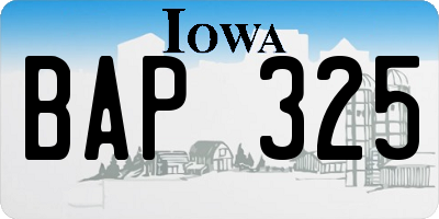 IA license plate BAP325