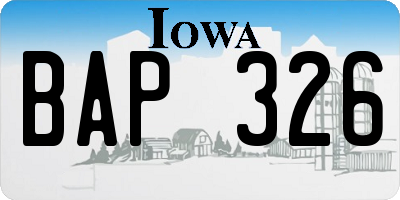 IA license plate BAP326