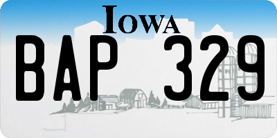 IA license plate BAP329