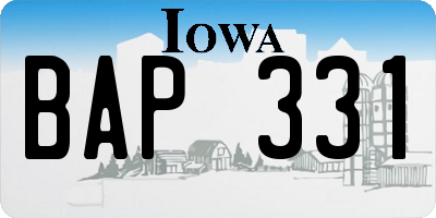 IA license plate BAP331