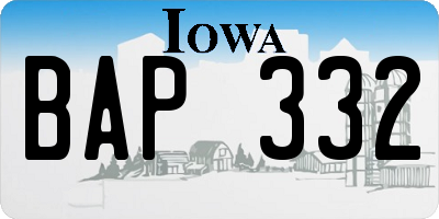 IA license plate BAP332