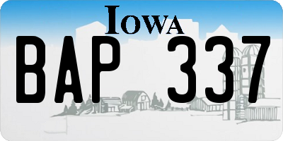 IA license plate BAP337