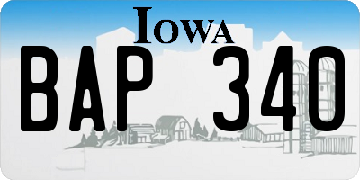 IA license plate BAP340
