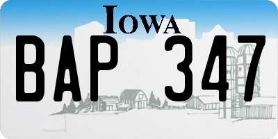 IA license plate BAP347
