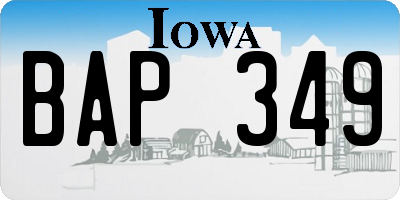IA license plate BAP349