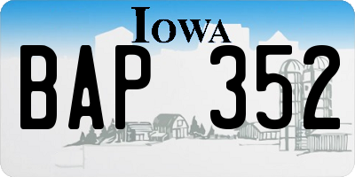 IA license plate BAP352