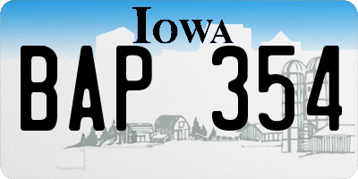 IA license plate BAP354