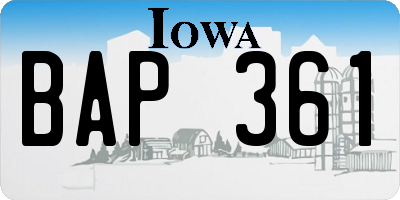 IA license plate BAP361