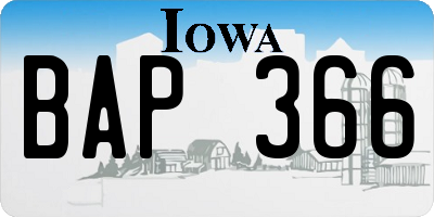 IA license plate BAP366