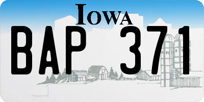 IA license plate BAP371